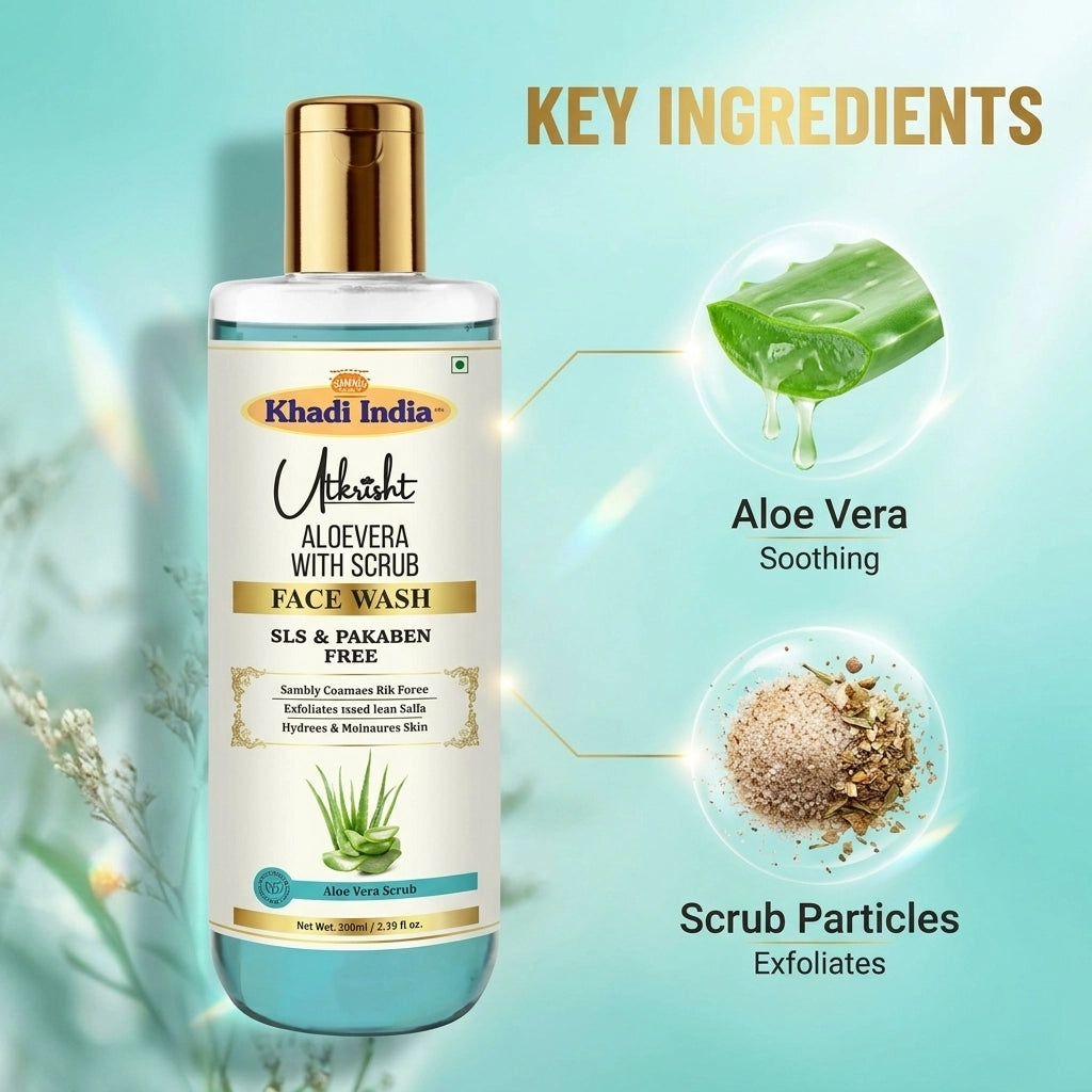 Khadi India Utkrisht Aloe Vera With Scrub Face Wash