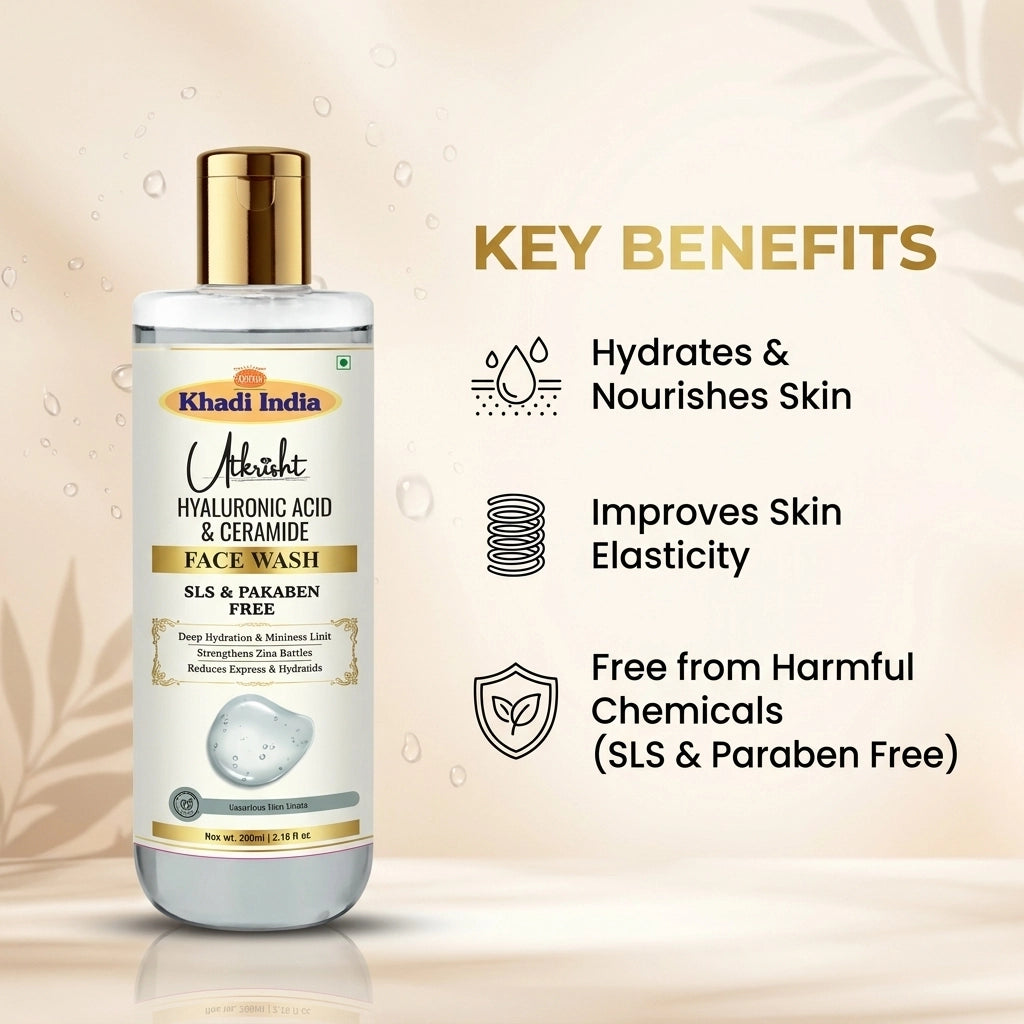 Khadi India Utkrisht Hyaluronic Acid & Ceramide SLS & Paraben Free Face Wash